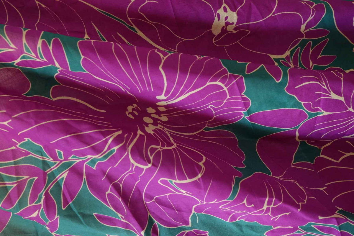 Magenta Tropical Floral Lightweight Cotton Lawn – 3.1 yd