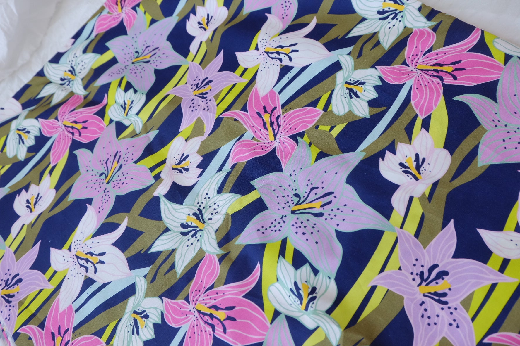 Navy Lily High-Density Cotton Poplin Fabric - 2.19 yd