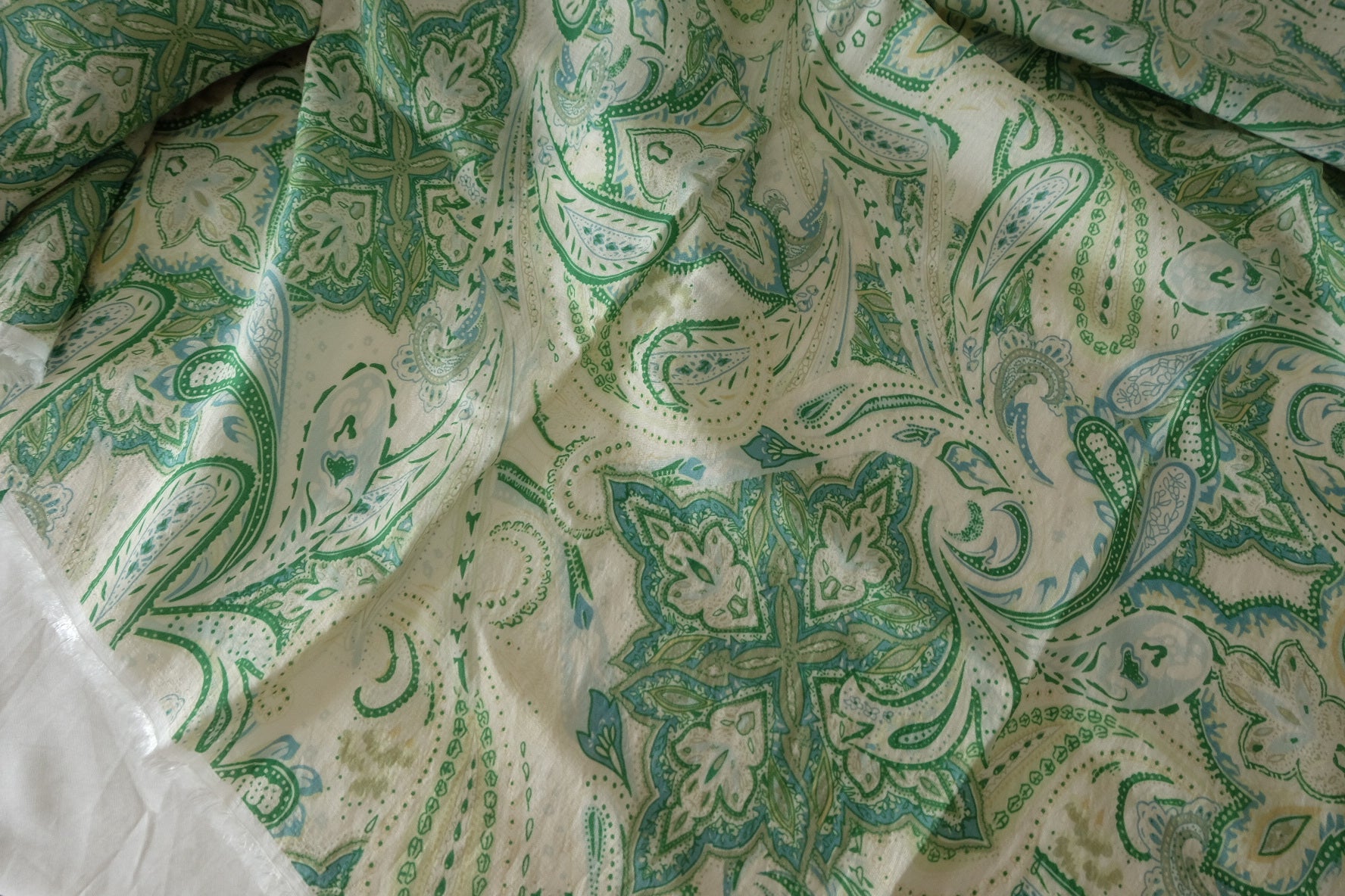 Green Paisley Tencel Cotton Fabric – 3.3 yd
