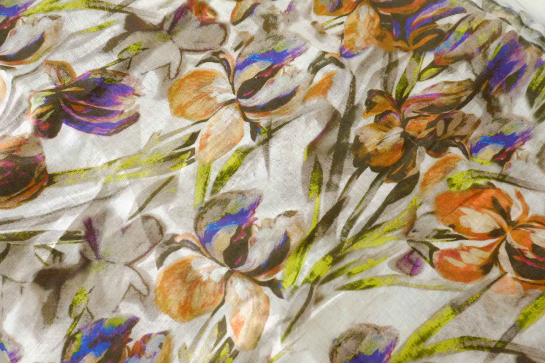 Painterly Floral Pure Linen Fabric – 2.2 yd