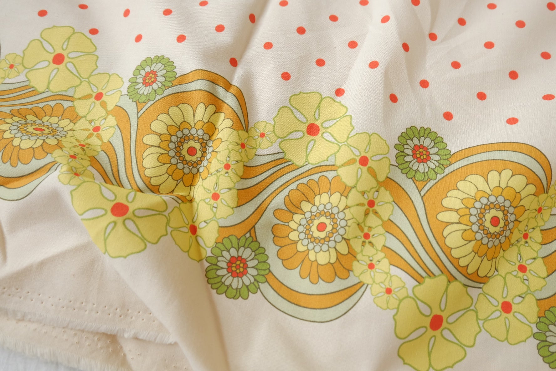 Retro Border Print Linen Cotton, 1.64 Yards