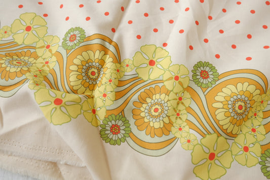 Retro Border Print Linen Cotton, 1.64 Yards