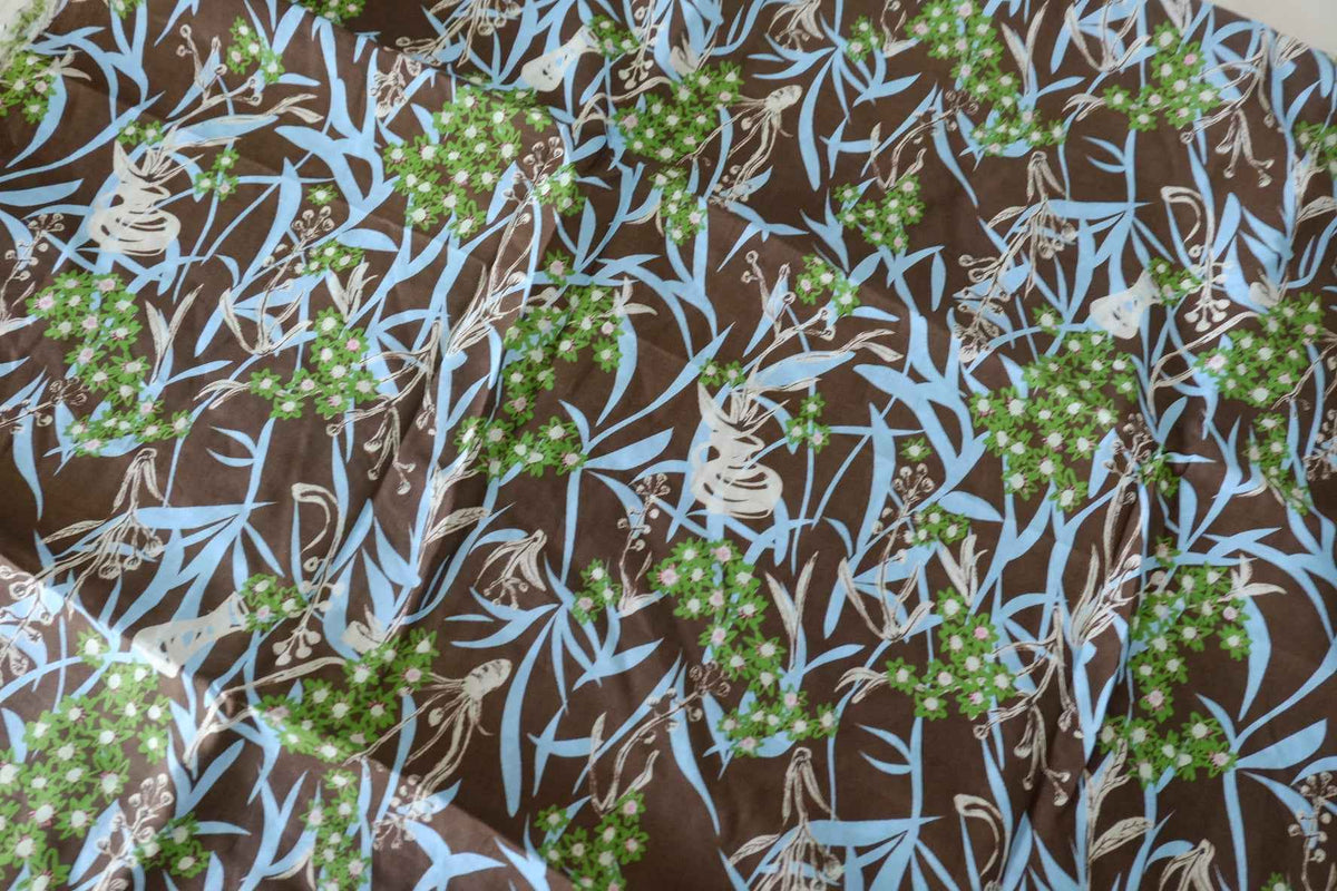 Chocolate Botanical Cotton Batiste Fabric – 3 yd