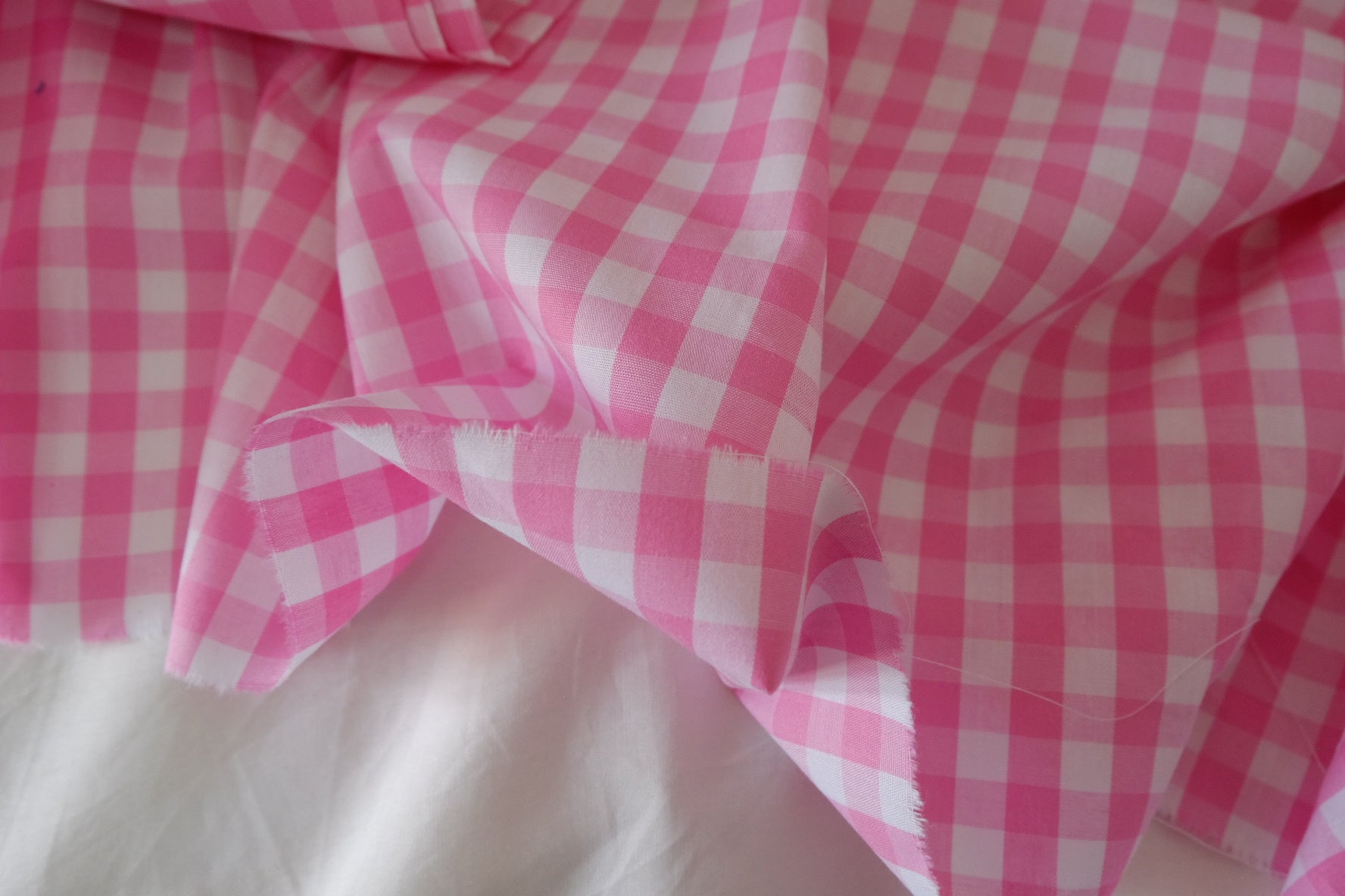 Pink Gingham Woven Cotton Fabric – Yarn Dyed Check – 2.2 yd