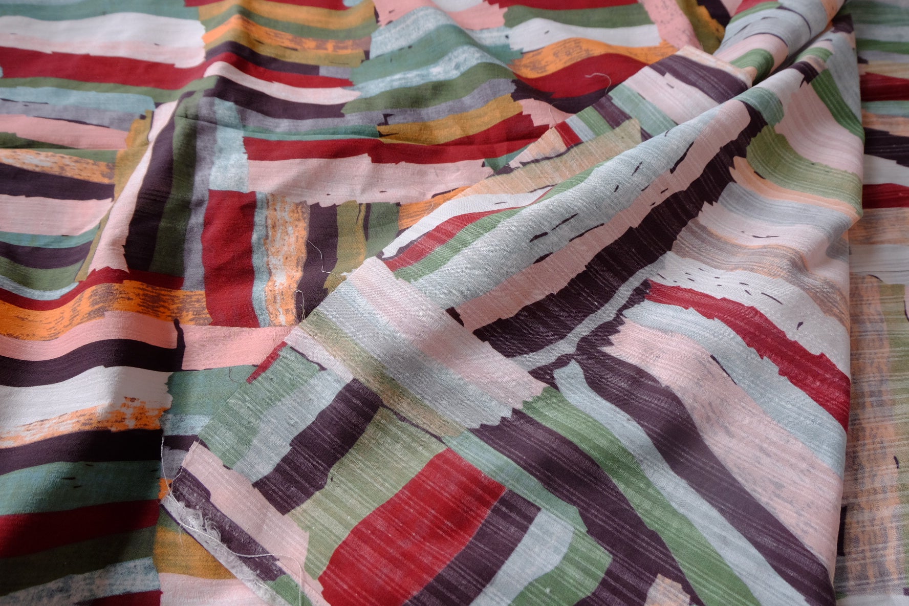 Abstract Brushstroke Fine Linen Fabric - 1.64 yd