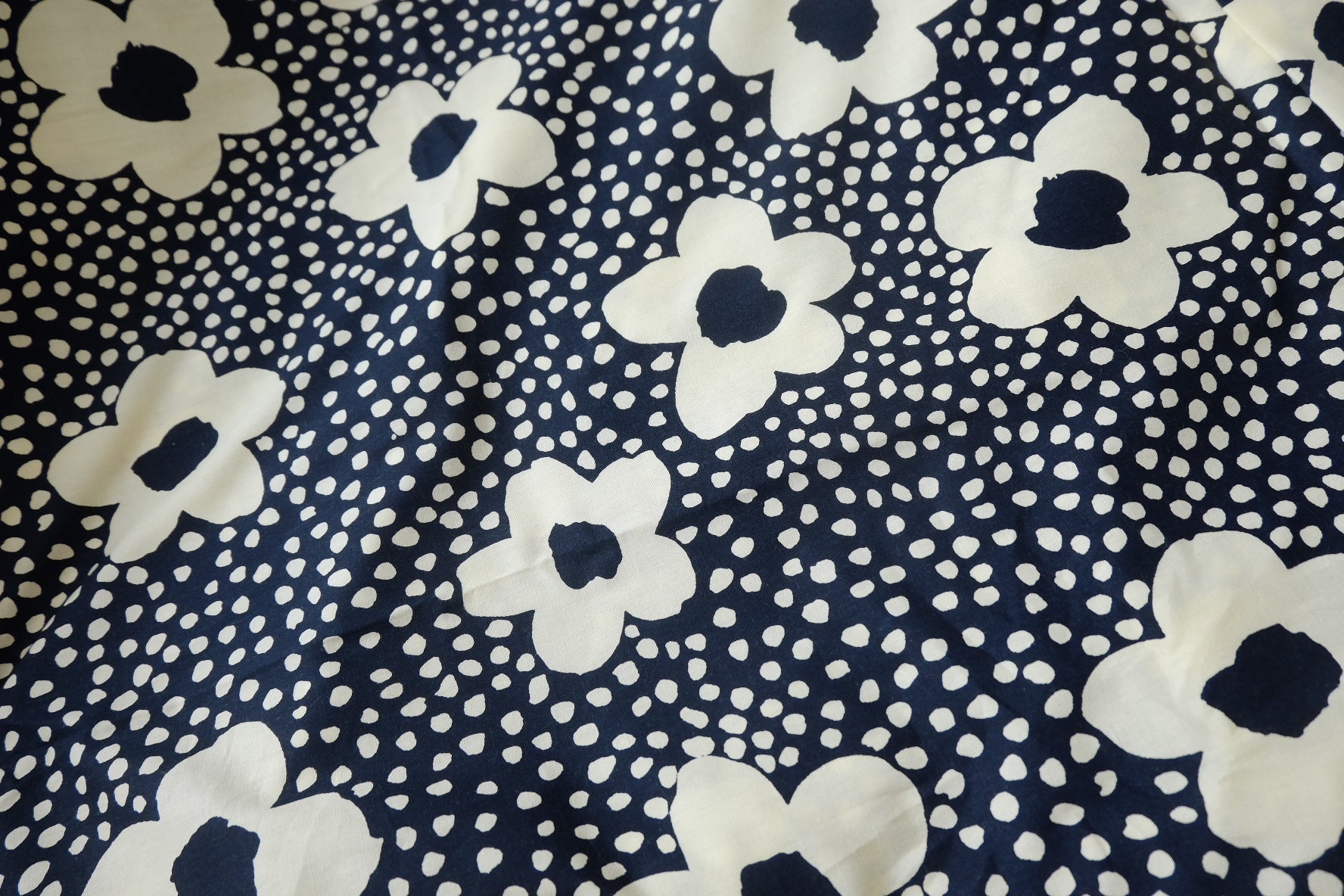 Navy Graphic Floral Cotton Poplin (2.2 Yards)