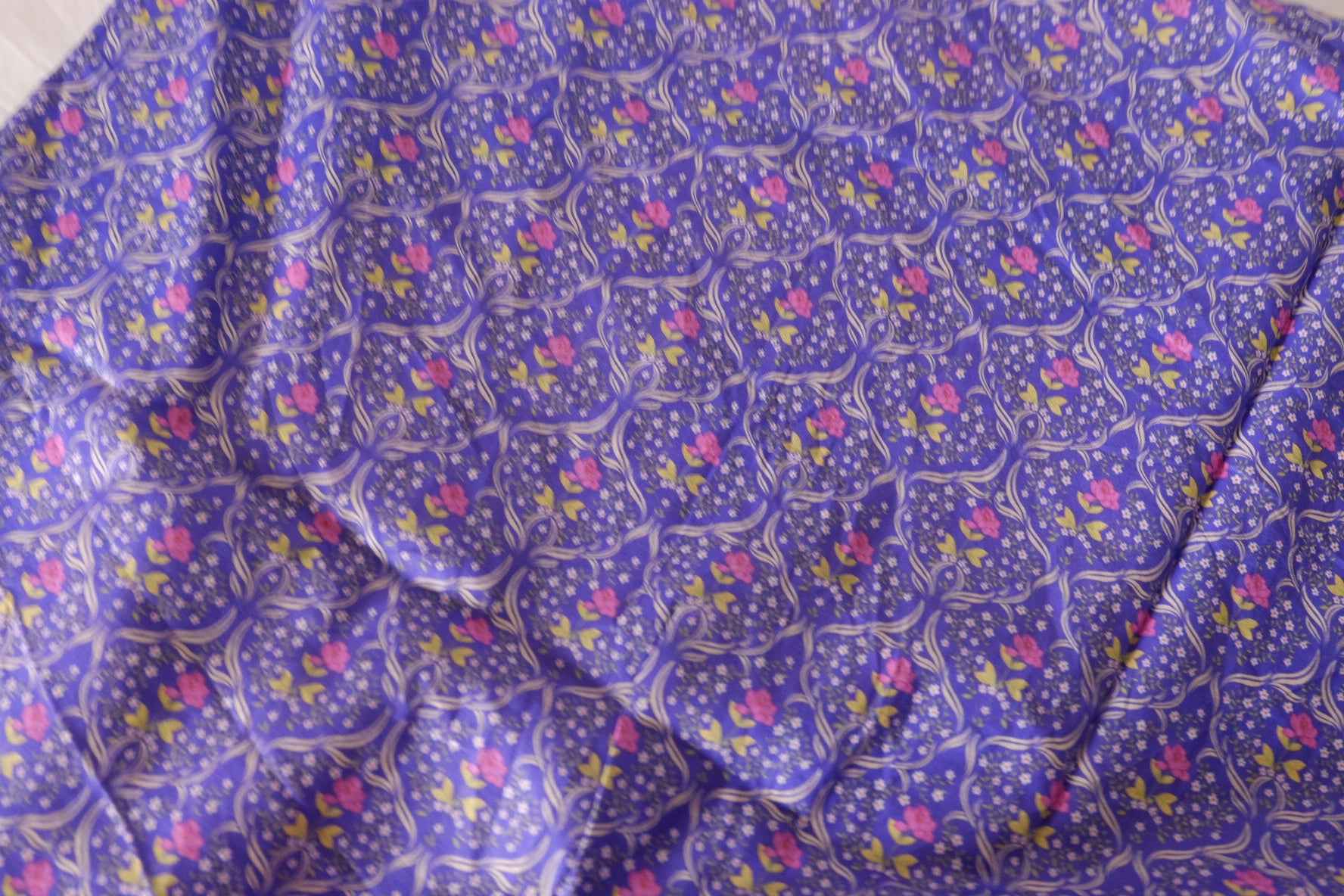 Blue Violet Floral Cotton Voile Fabric – 2.5 yd