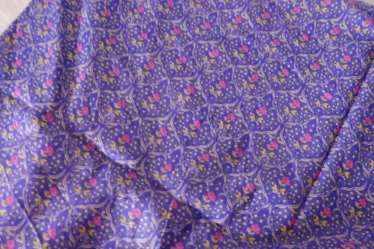 Blue Violet Floral Cotton Voile Fabric – 2.5 yd
