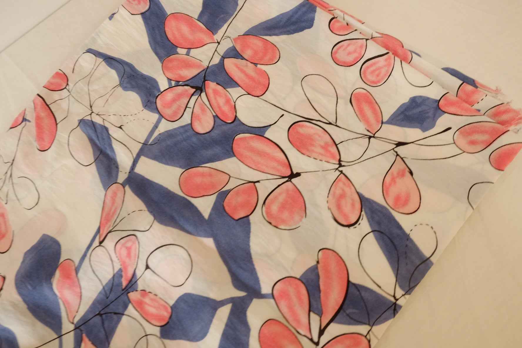 Coral Blue Botanical Tencel-Cotton-Linen Dress Fabric – 3.3 yd