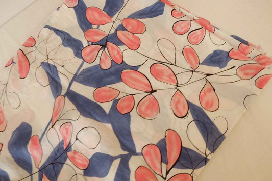 Coral Blue Botanical Tencel-Cotton-Linen Dress Fabric – 3.3 yd