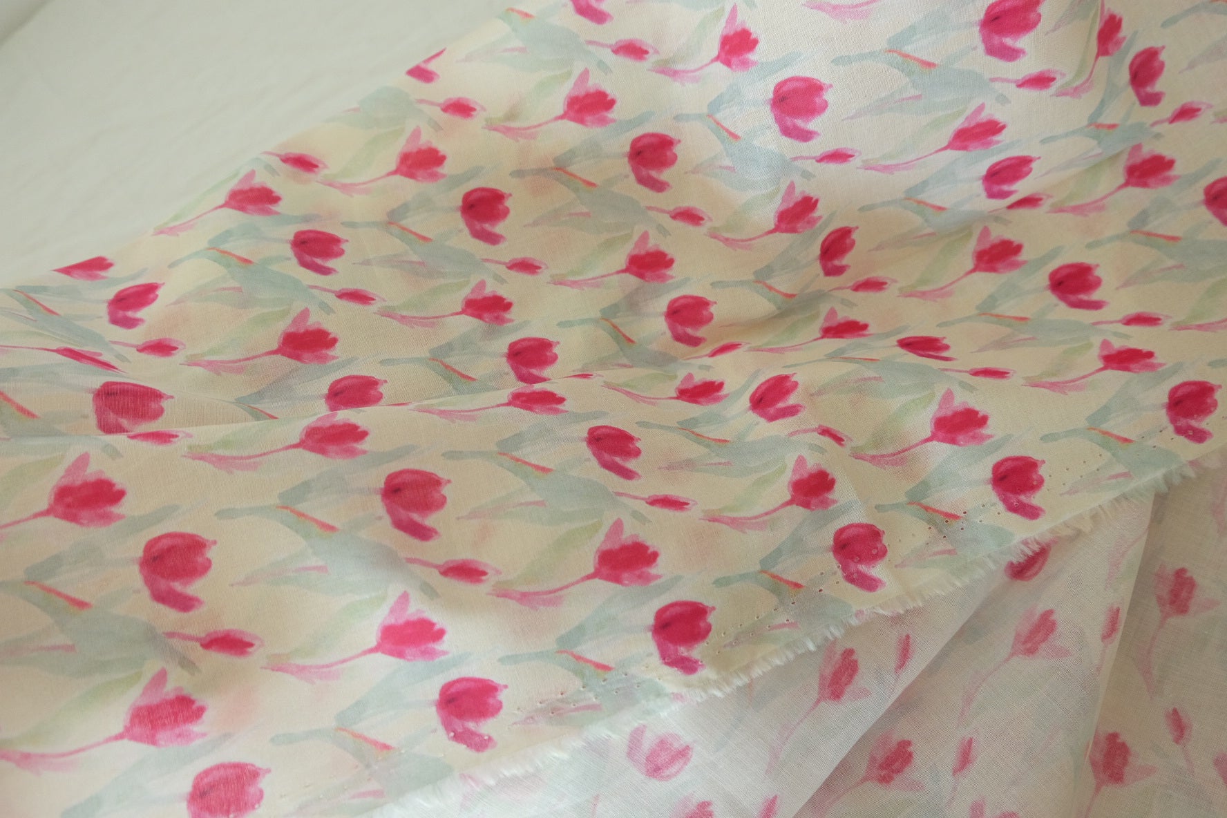 Pink Tulip Lightweight Cotton Lawn Fabric - 3.3 yd