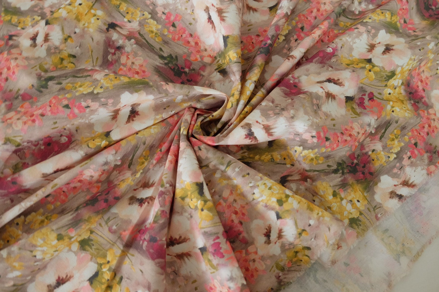 Painterly Meadow Floral Cotton Fabric - 3.8 yd