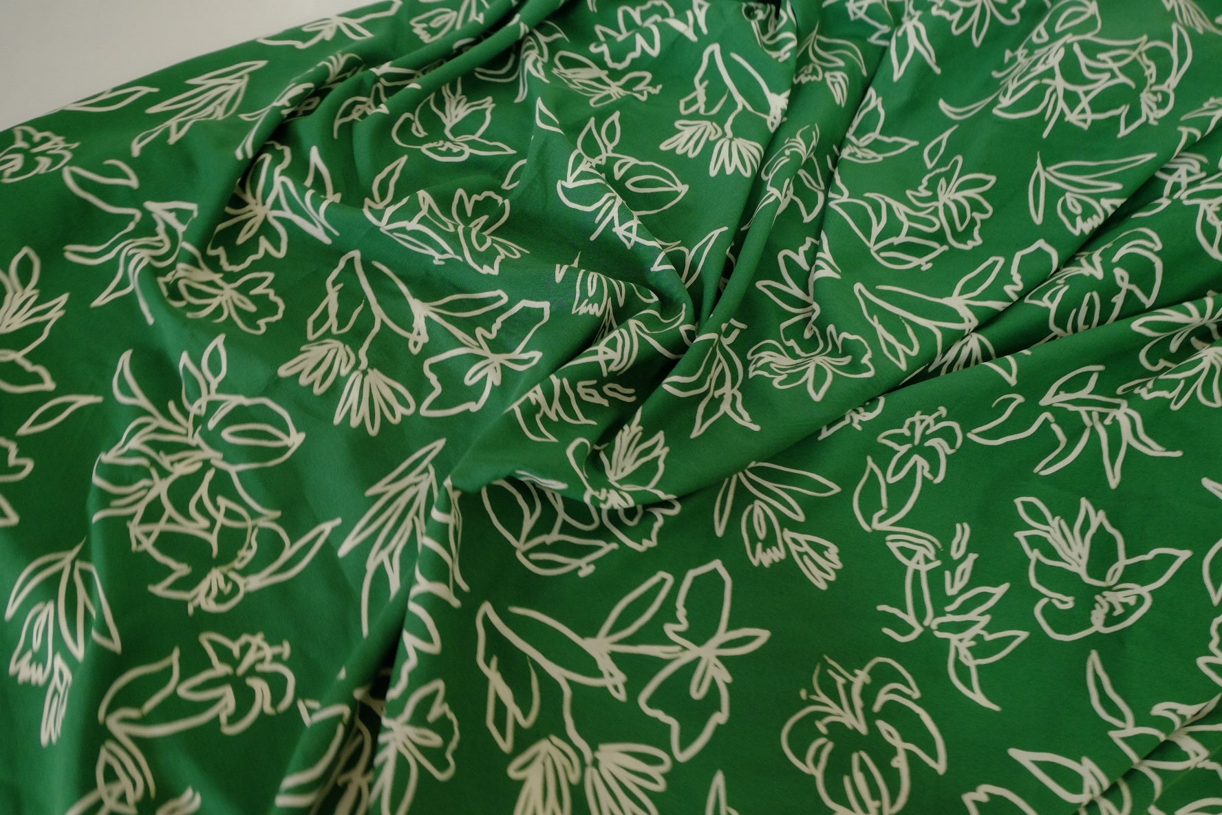 White Line Floral Rayon Challis Fabric – 3.3 yd
