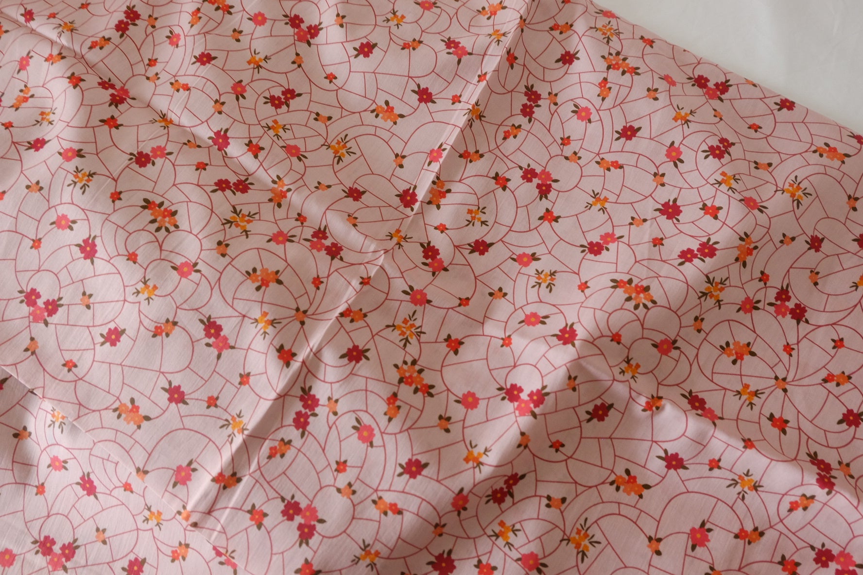 Pink Scattered Floral Cotton Lawn Fabric – 3.3 yd