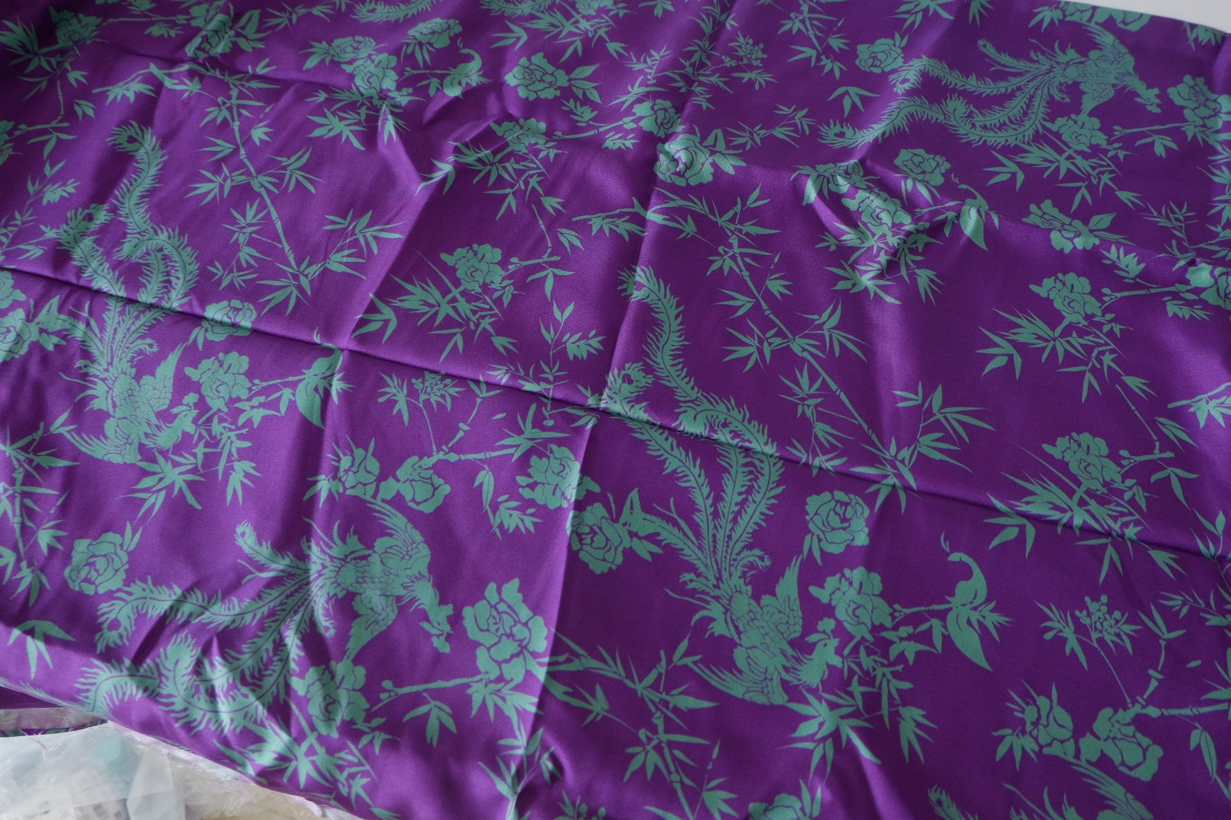 Imperial Purple Phoenix & Peony Mulberry Silk Twill – 3.28 yd