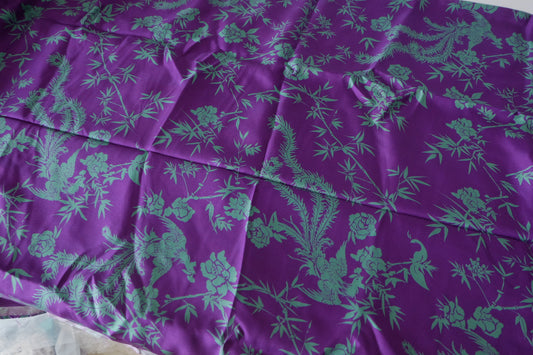 Imperial Purple Phoenix & Peony Mulberry Silk Twill – 3.28 yd