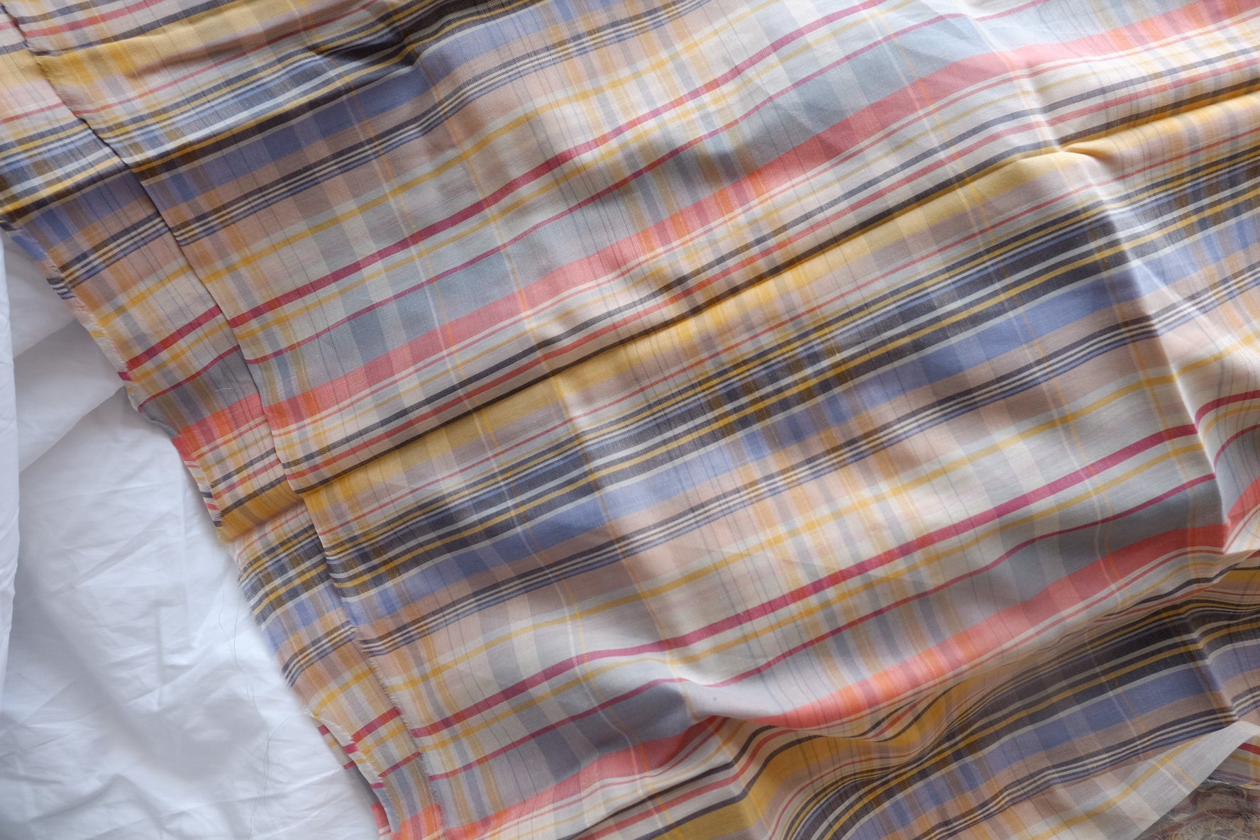 Soft Pastel Plaid Yarn-Dyed Cotton Gauze Fabric - 3.28 yd