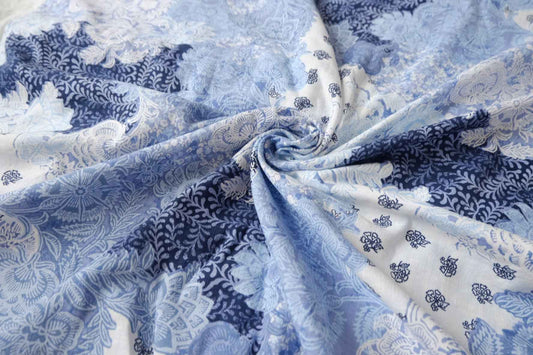Blue Patchwork Cotton-Linen Fabric - 2.19 yd