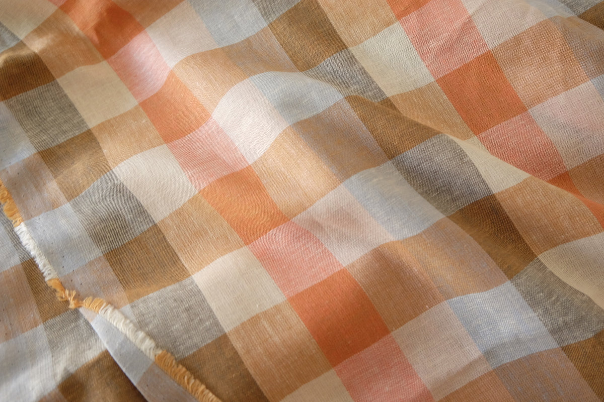 Autumn Pastel Check Linen Cotton – 2.2 yd/1.64yd