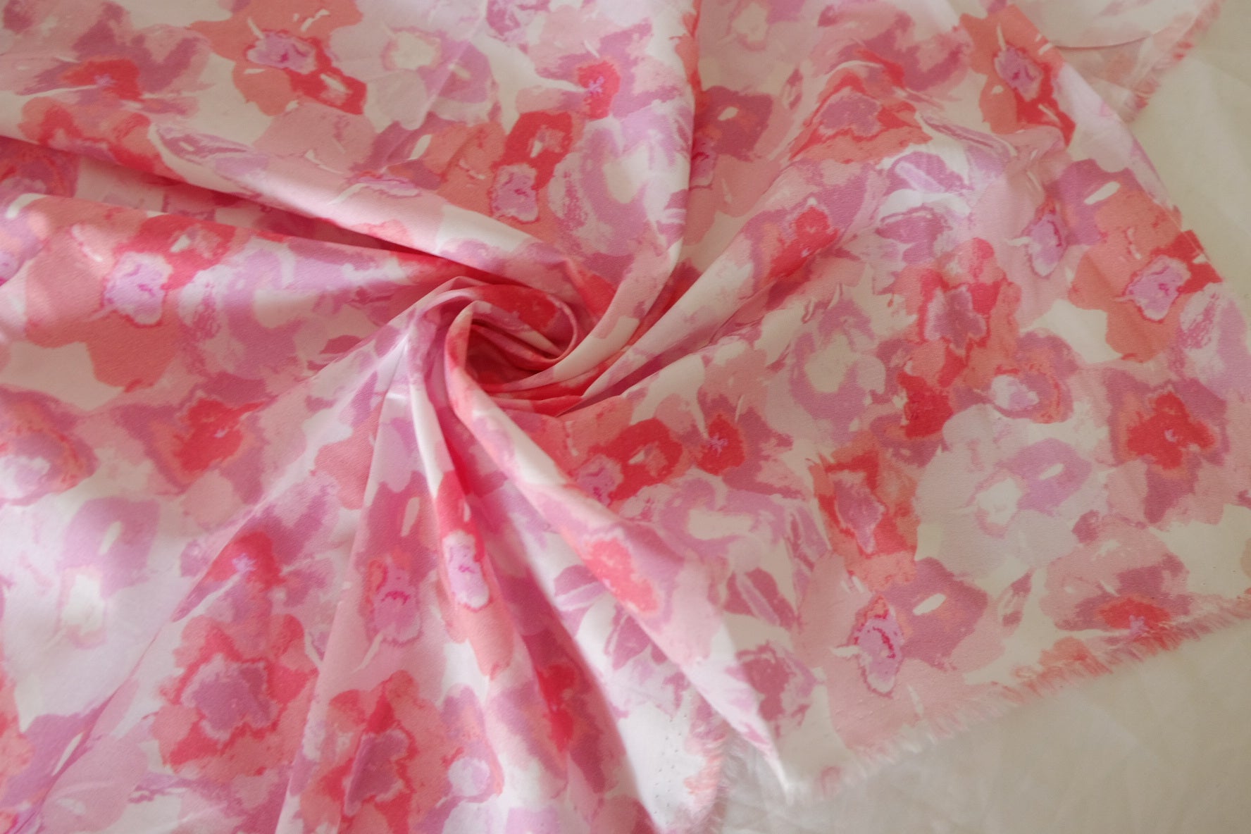 Blush Watercolor Floral Silky Cotton Lawn Fabric | Lightweight Summer Dress Cotton – 2.73 yd