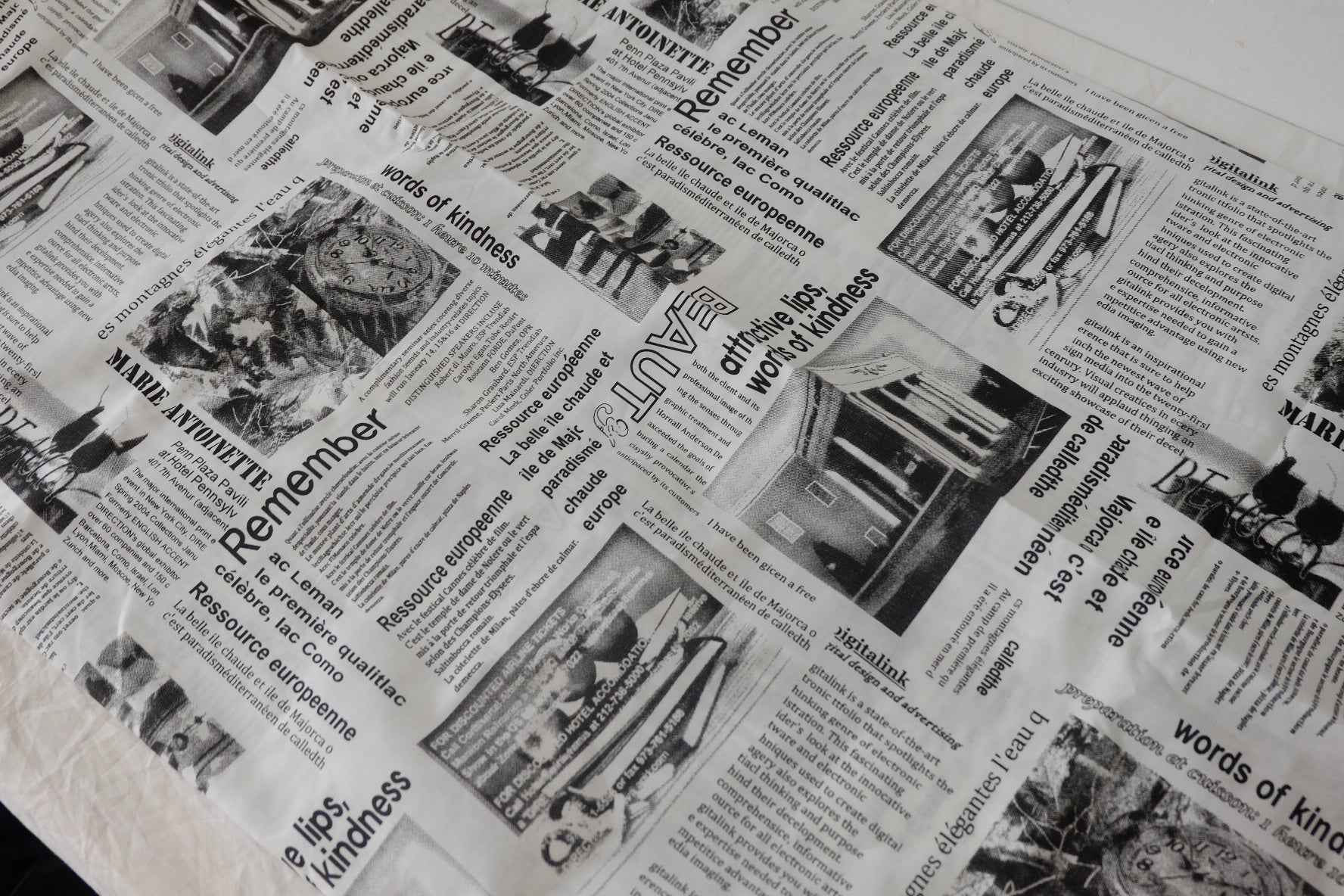 Newspaper Print Crisp Cotton Blend Fabric-3.3 yd