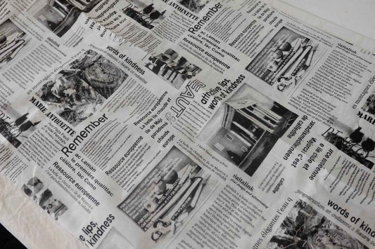 Newspaper Print Crisp Cotton Blend Fabric-3.3 yd