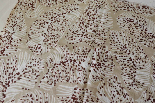 Neutral Leaf Print Linen Cotton Fabric – 1.25 yd