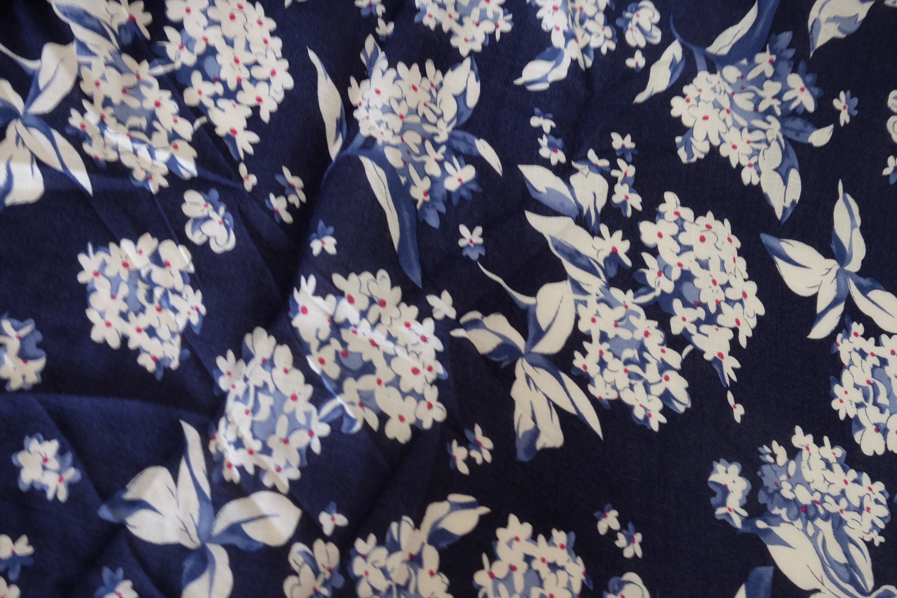 Navy Floral Linen Cotton Lyocell Fabric – 3.3 yd