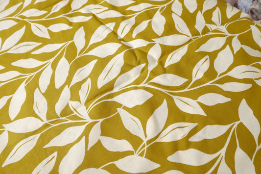 Enzyme-Washed Olive Leaf Linen Fabric - 1.64 yd