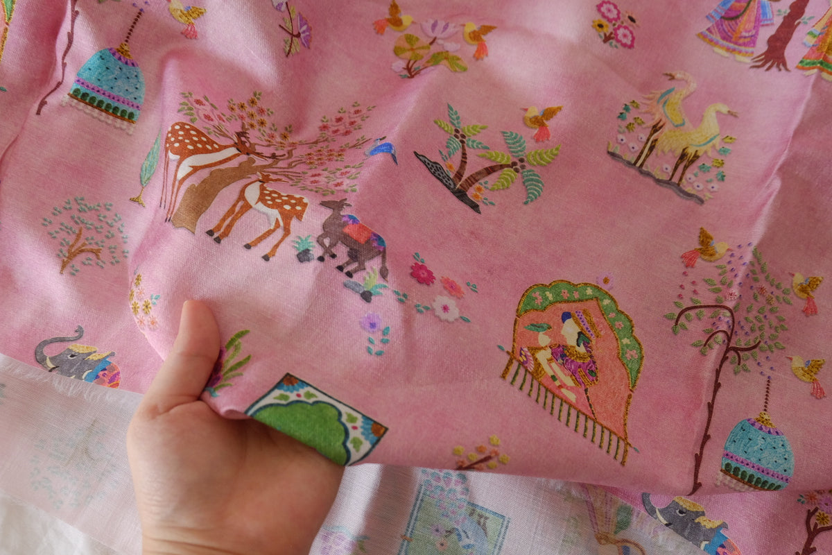 Pink Storybook Acetate Lyocell Satin – 2.2 yd