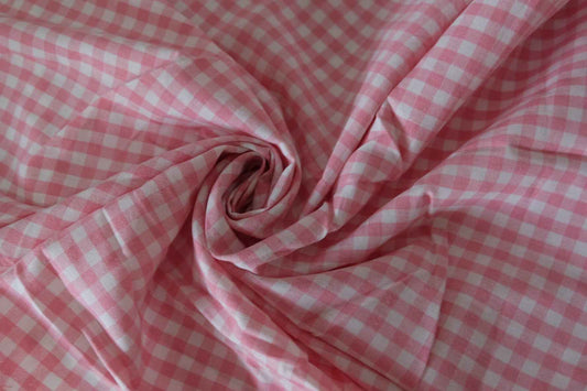 Washed Pink Gingham Yarn-Dyed Cotton – 2.2 yd