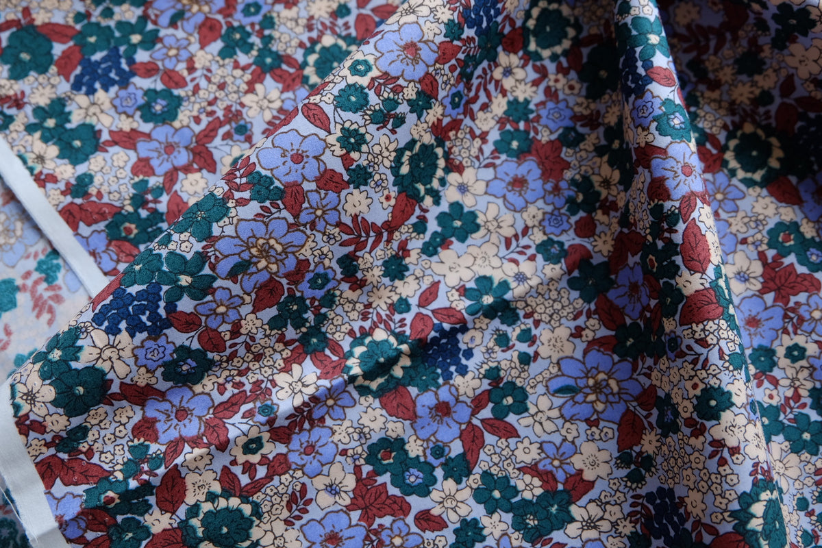Blue Vintage Floral Cotton Lawn – 2.2 yd