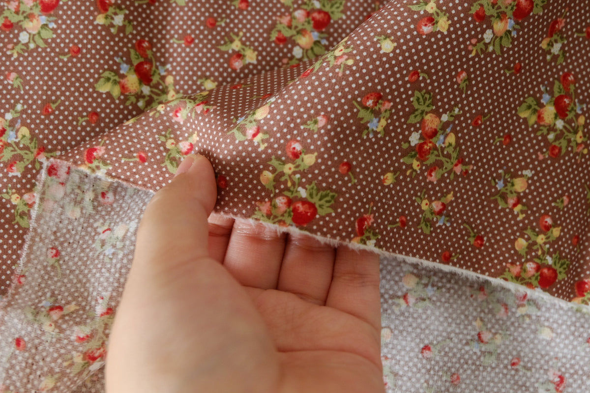 Chocolate Strawberry Dot Cotton – 2.2 yd
