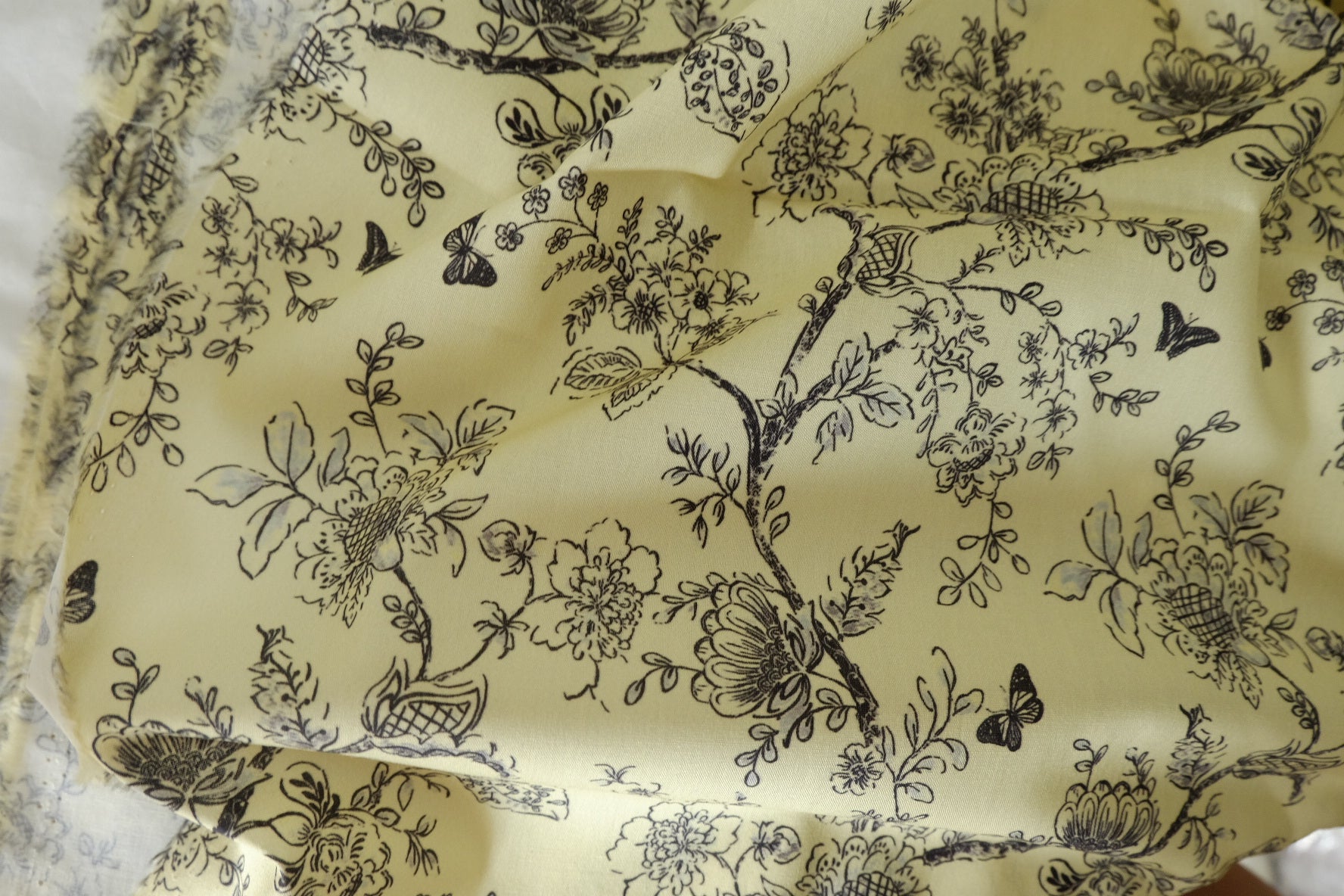 Butter Yellow Botanical Cotton Lawn – 2.2 yd