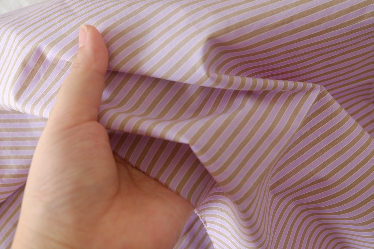Lilac Taupe Stripe Fine Cotton – 2.2 yd