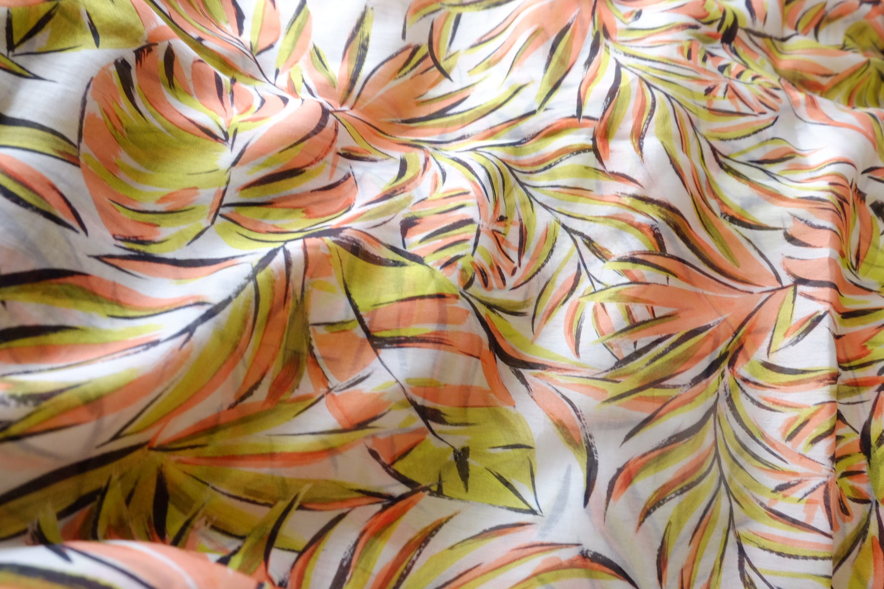 Tropical Leaf Tencel Linen Blend Fabric - 3.28 yd