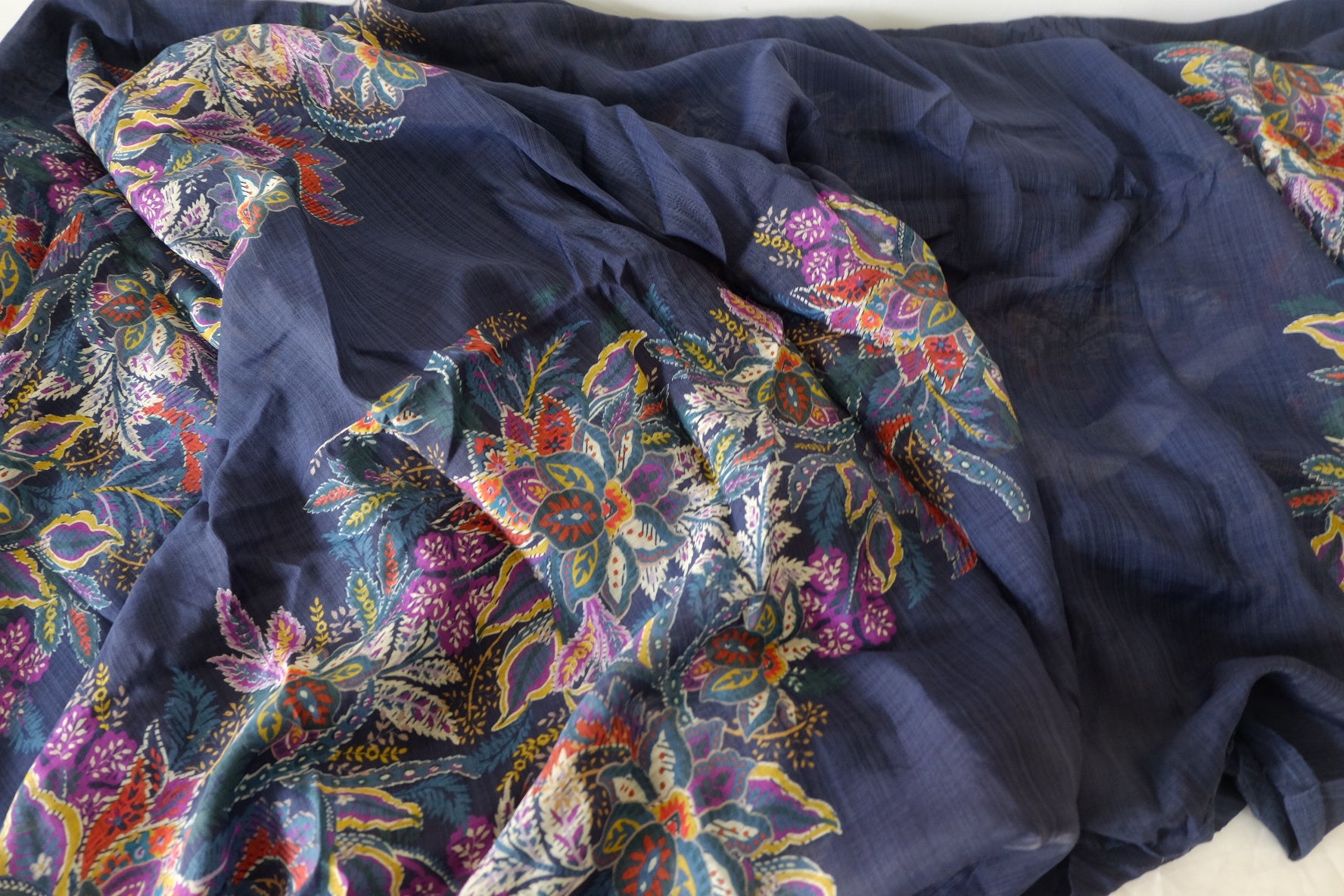 Midnight Engineered Floral Pure Tencel Fabric – 3.28 yd Piece