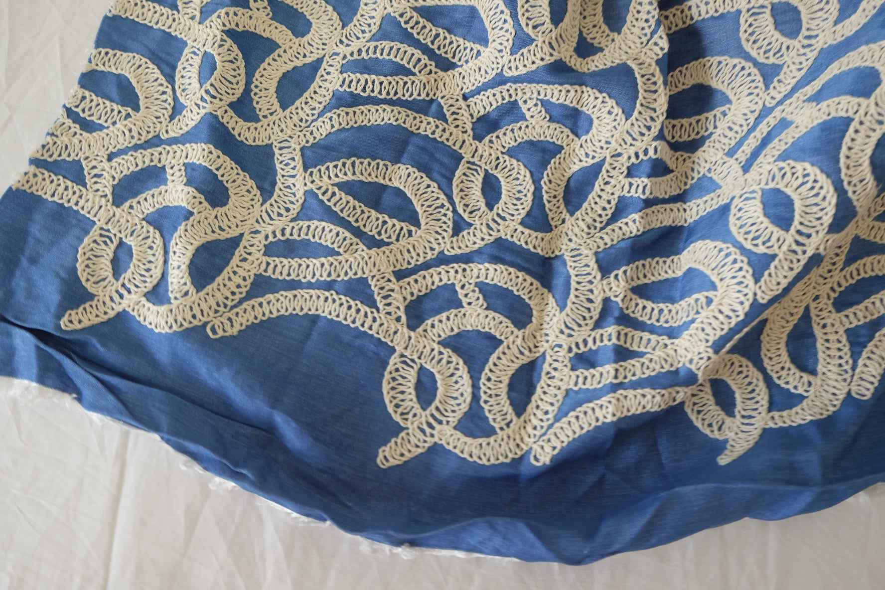 Embroidered Tencel Cotton Denim Fabric – 1.5 yd