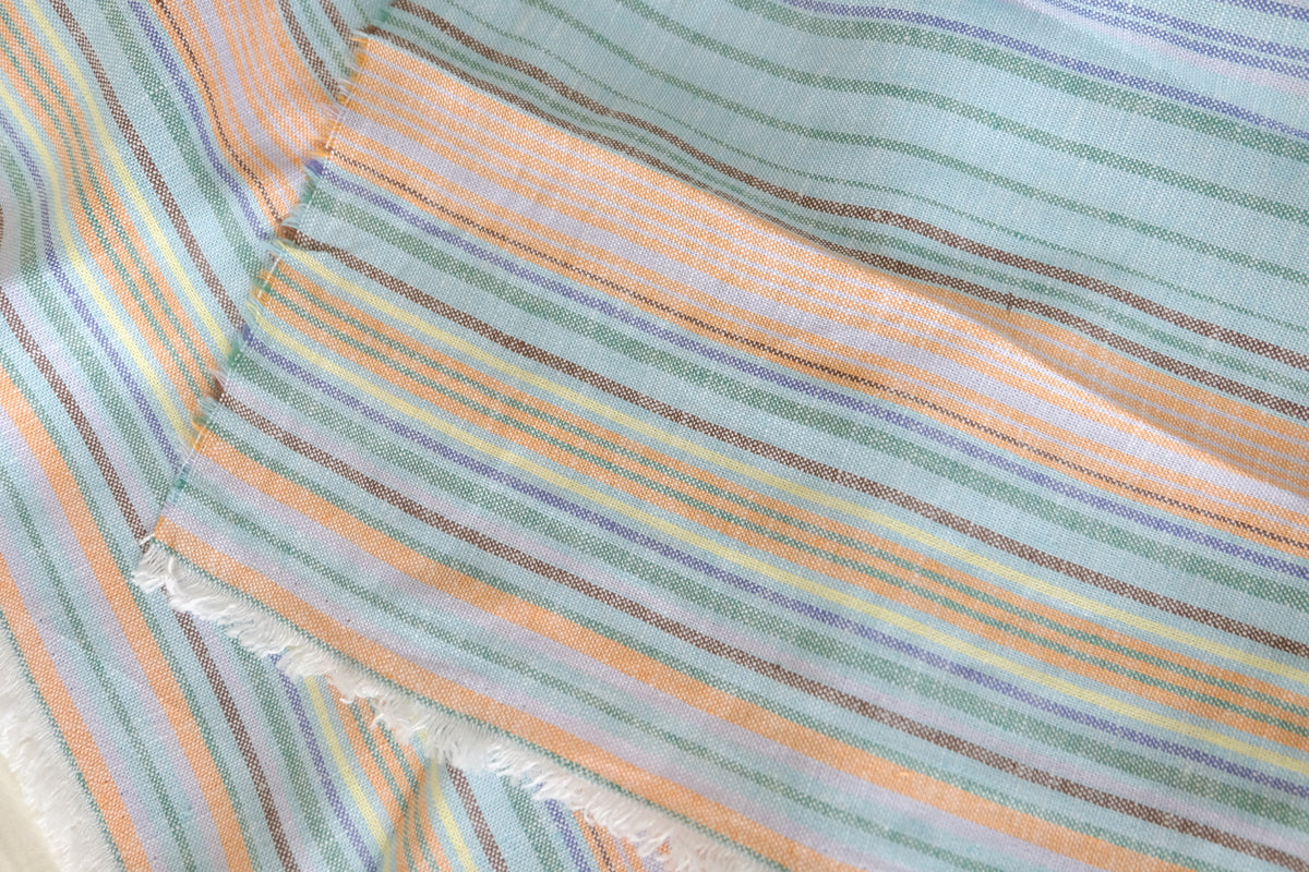 Pastel Rainbow Stripes Yarn-Dyed Linen Cotton Blend – 2.19 yd (Continuous Cut Available)