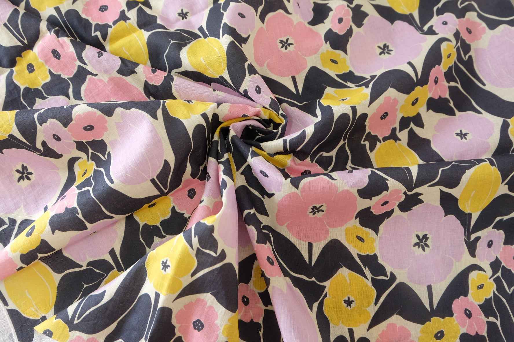 Retro Floral Pre-Shrunk Linen Cotton Blend — 1.64 yd