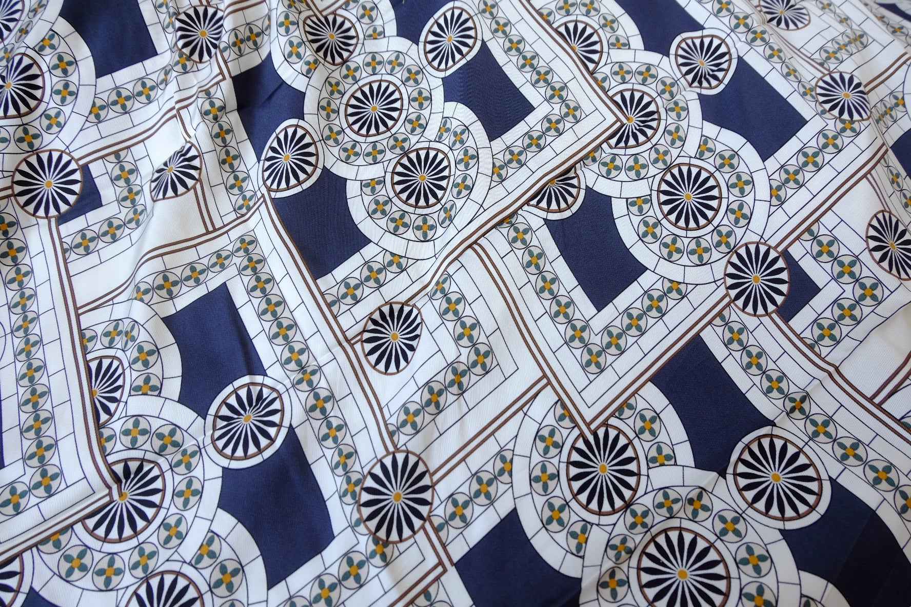 Silky Twill Botanical Tile Viscose Fabric — 3.28 yd