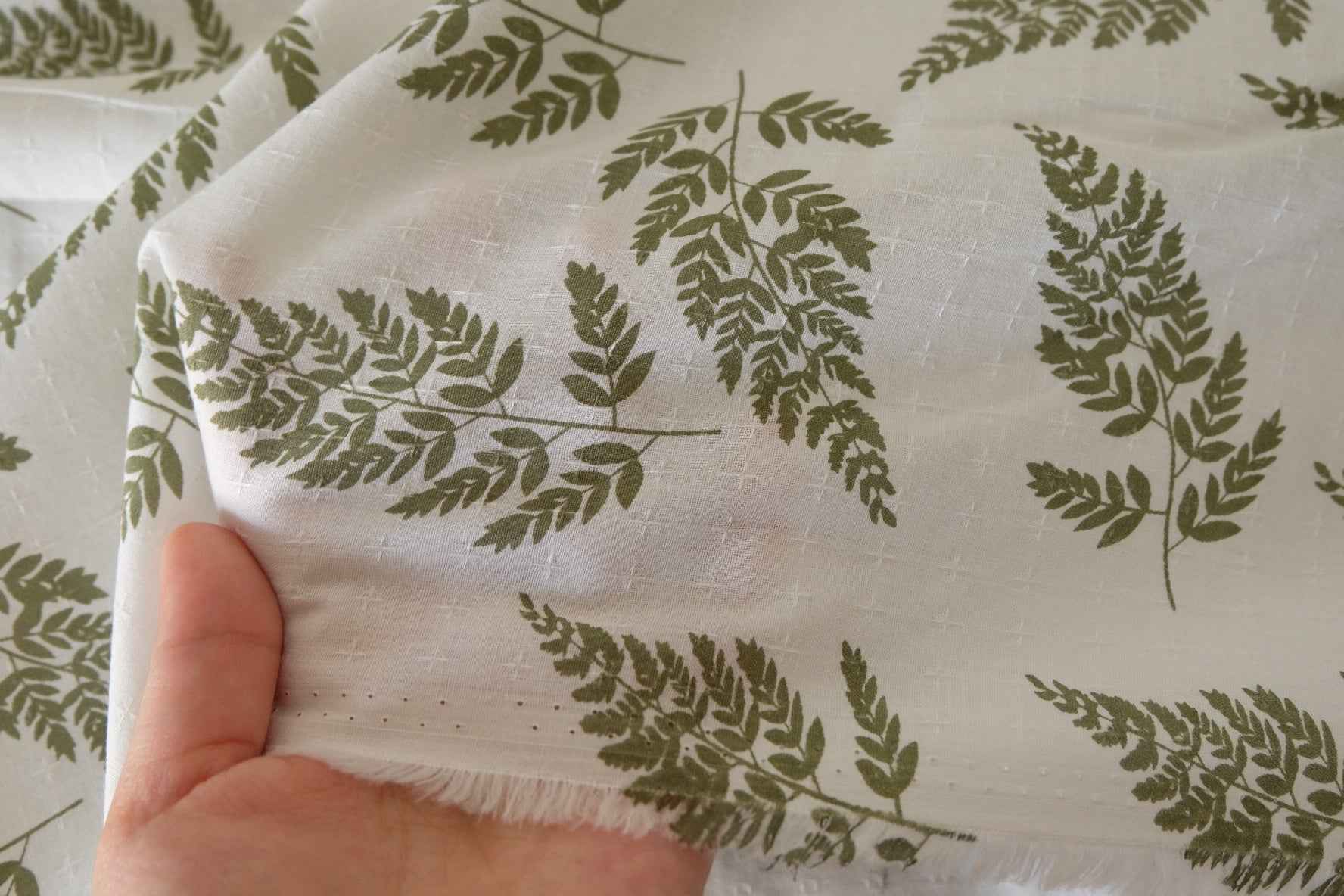 Fern Print Textured Linen Cotton Fabric – 2.2 yd