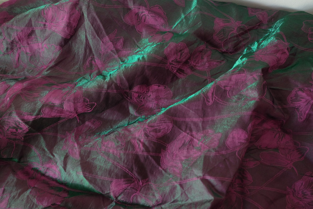 Iridescent Floral Jacquard Satin – 1.6 yd