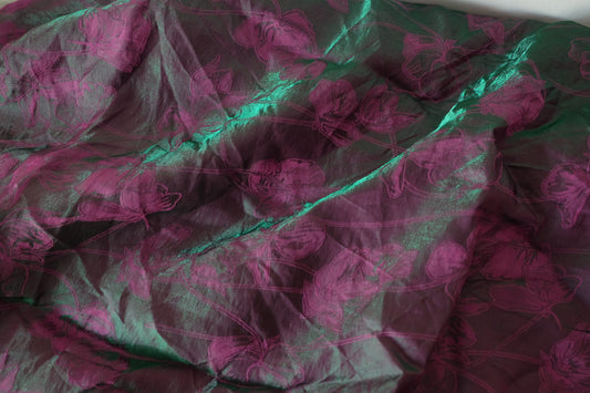 Iridescent Floral Jacquard Satin – 1.6 yd
