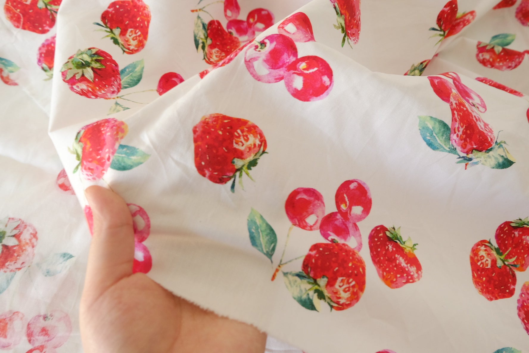 Strawberry Cherry Cotton Poplin Fabric – 2.8 yd