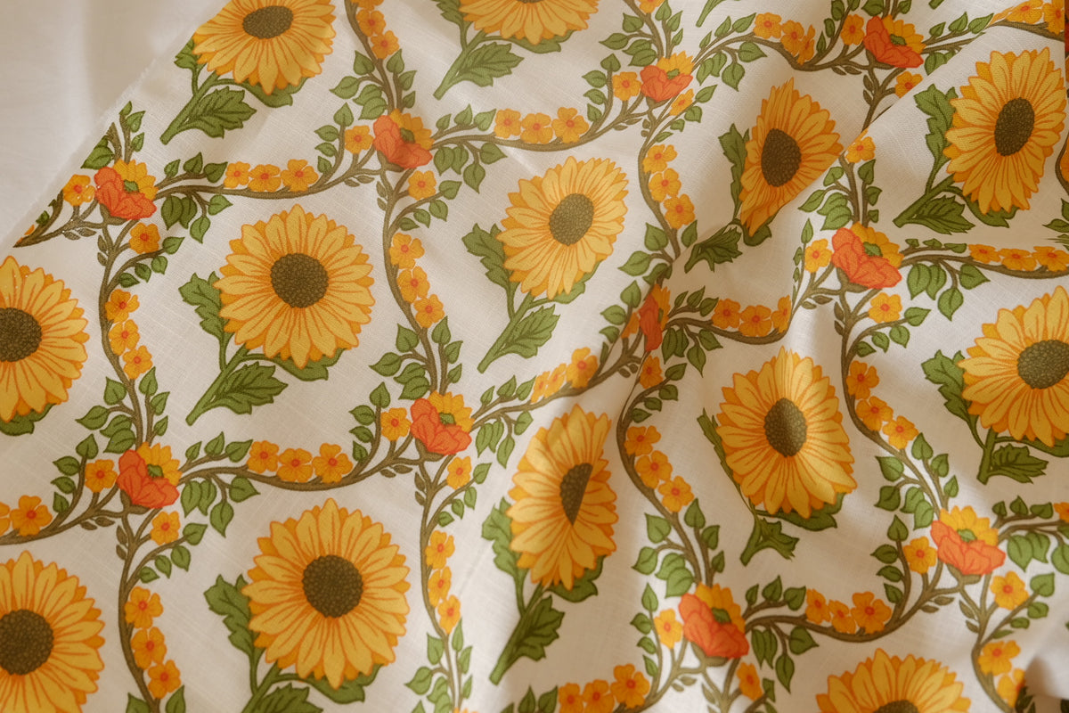 Sunflower Vine Slub Cotton Linen – 3.3 yd
