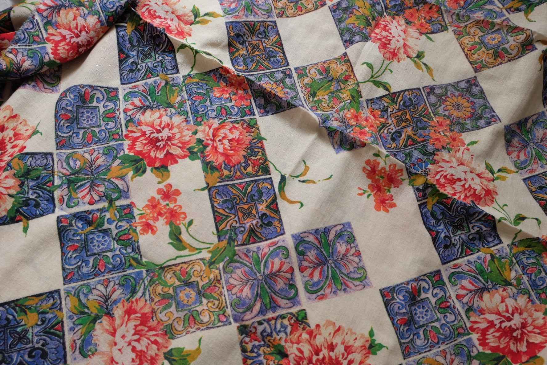 Washed Cotton Linen Fabric, Soft Lightweight Dress Weight, 2.19 Yards