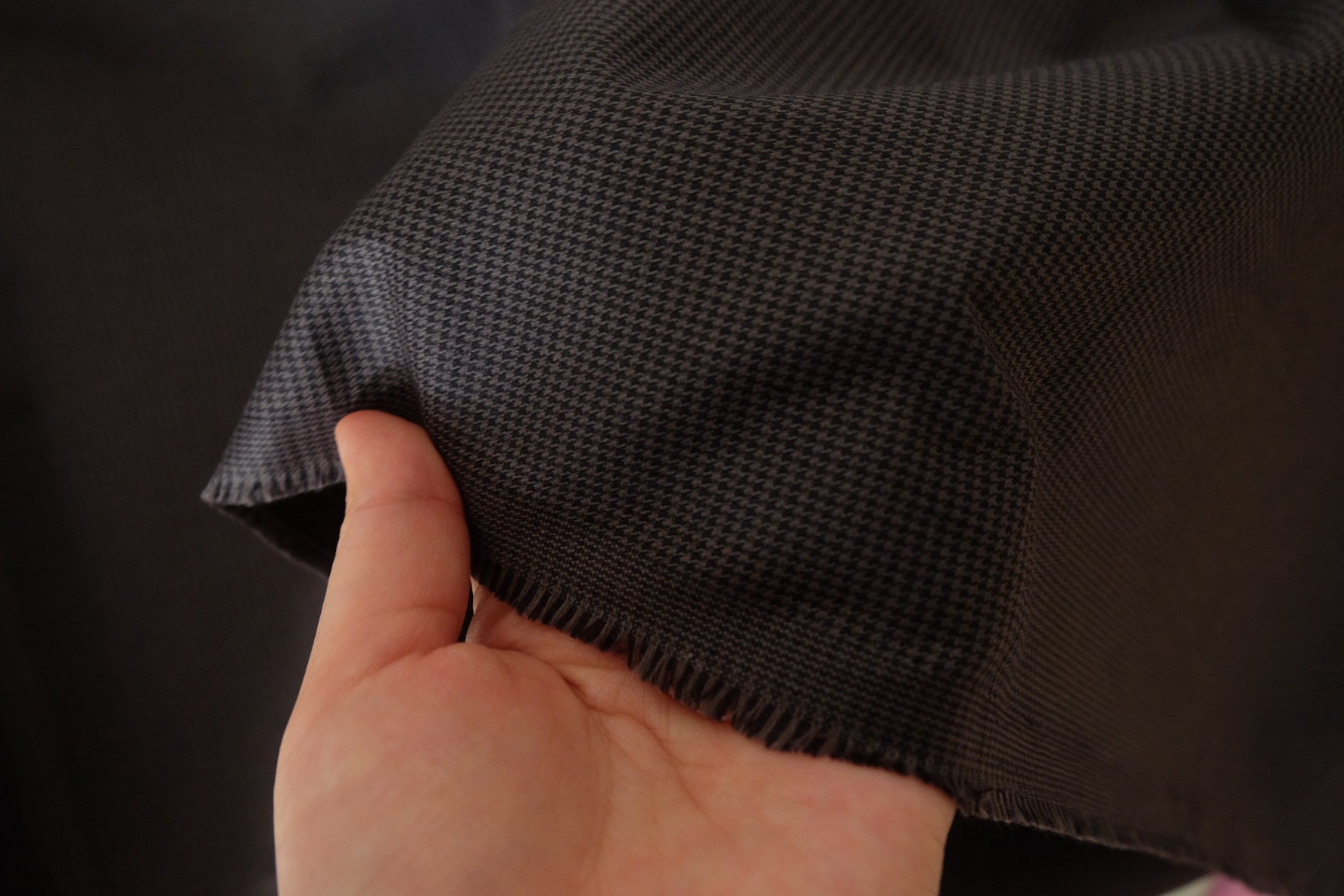Classic Black Houndstooth Structured Cotton Fabric – 2.2 yd/1.6 yd