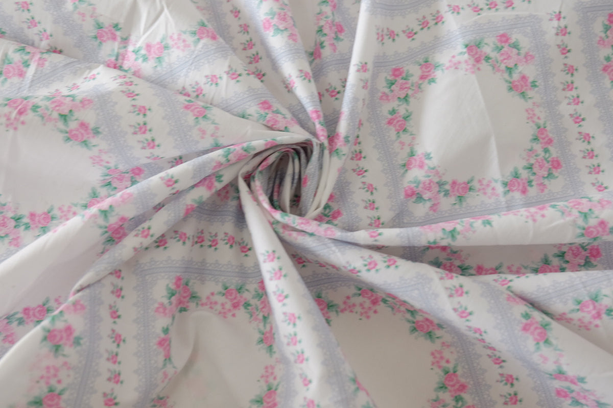 Pink Rose Frame Cotton Poplin – 1.6 yd