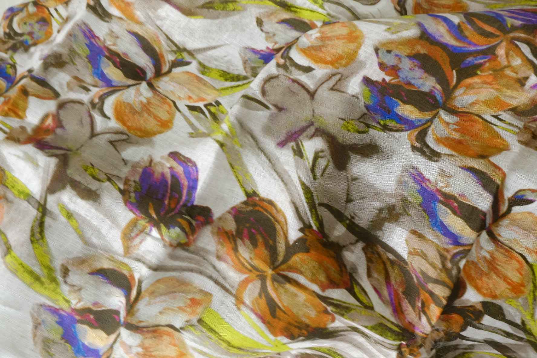 Painterly Floral Pure Linen Fabric – 2.2 yd